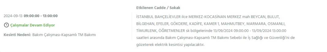 İstanbullular dikkat: BEDAŞ'tan13 Eylül cuma için elektrik kesintisi duyurusu 11